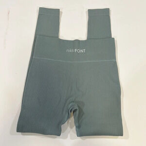 Nikki Font - stone grey, small (2-4), ribbed legging